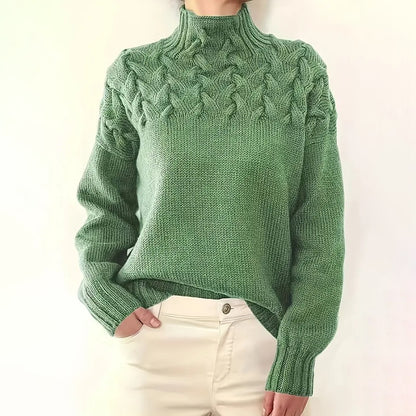 Pull à col roulé, en maille à motifs