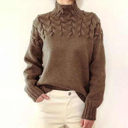 Pull à col roulé, en maille à motifs