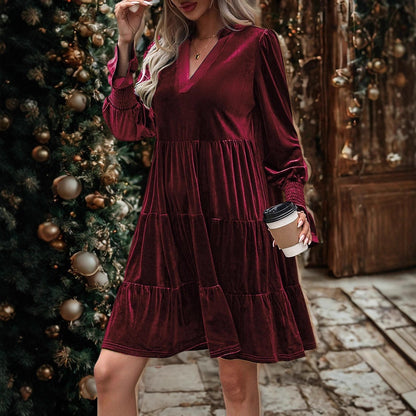Robe de Noël en Velours – Élégance Festive