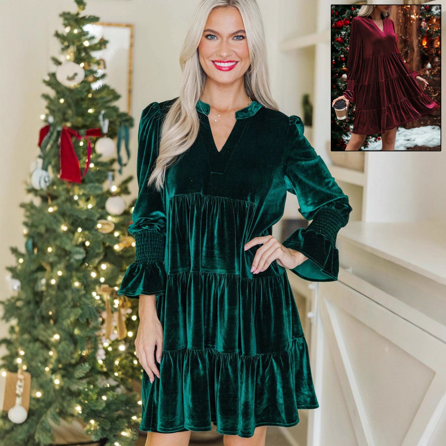 Robe de Noël en Velours – Élégance Festive