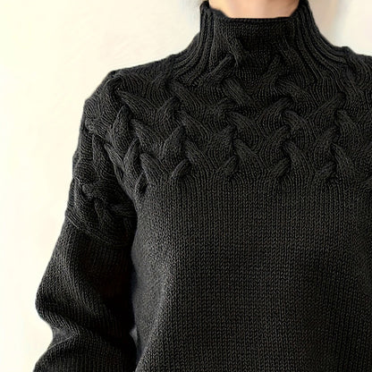 Pull à col roulé, en maille à motifs