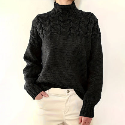 Pull à col roulé, en maille à motifs
